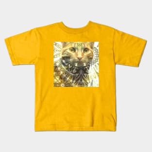 Tabby Kitty Cat Batik Pattern Design Kids T-Shirt